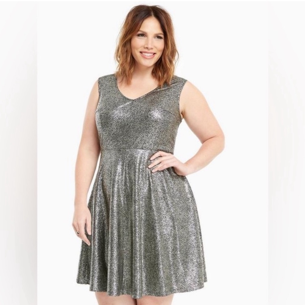 Torrid Metallic Foil Skater Dress size 4